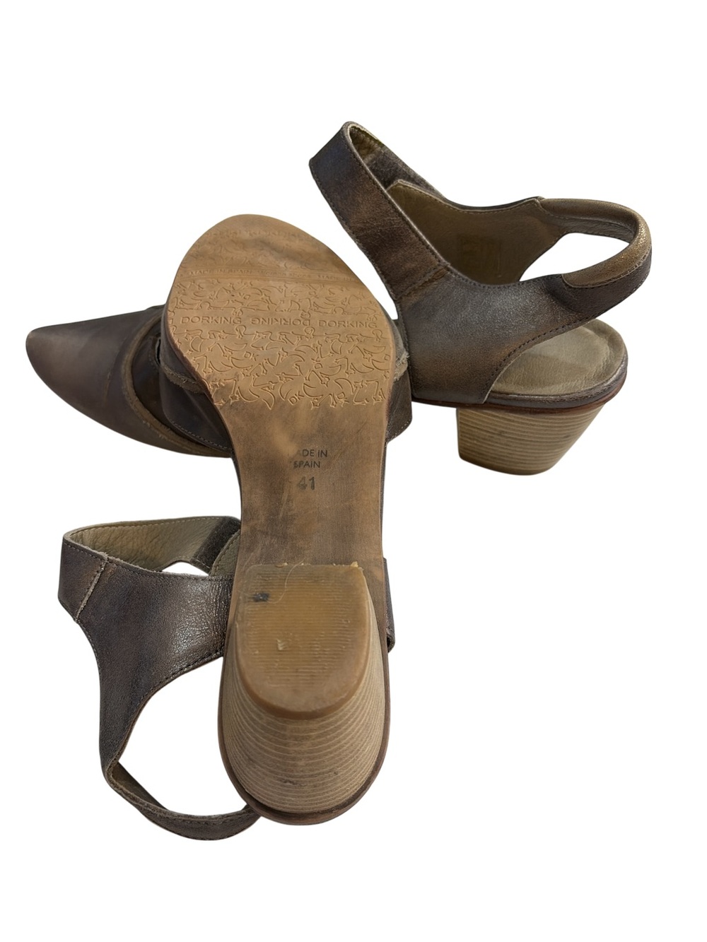 Dorking by Fluchos Bronze Metallic Leather Slingback Comfort Heels Size 10 - Picture 6 of 6